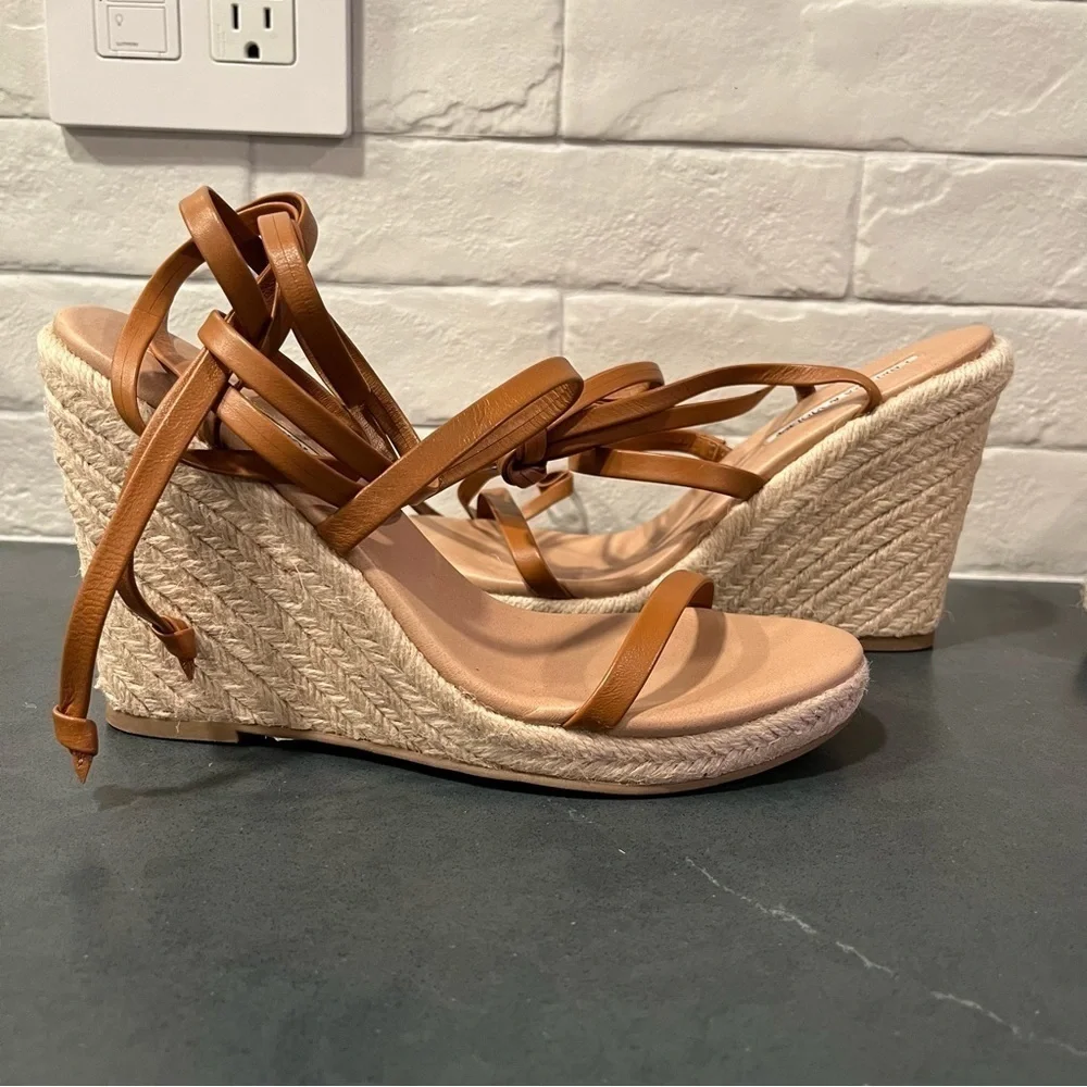 NWT Chelsea & Violet sz 8 Mriah brown leather strappy espadrille sandals